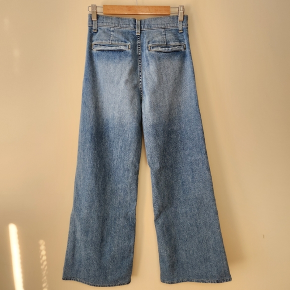 Nili Lotan Flora Pleated Front Wide Leg Jeans in Faded Wash - 25 - Picture 12 of 12